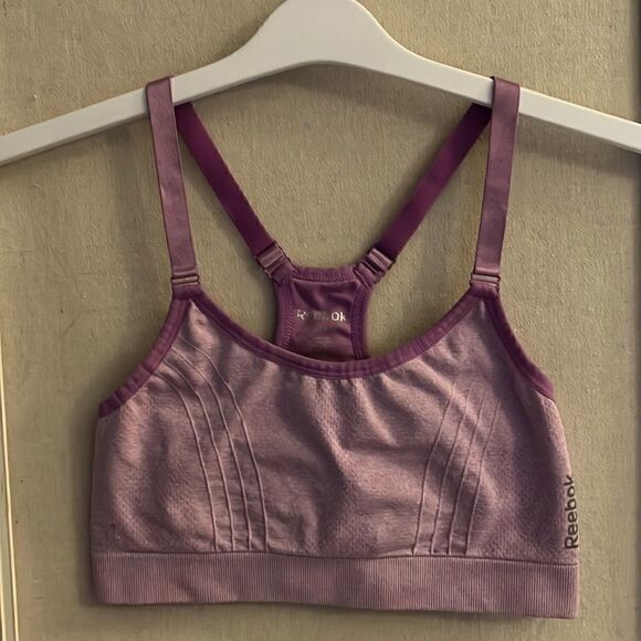 Reebok lilac and purple lined sports bra w adjustable satin tank straps S - Picture 1 of 9